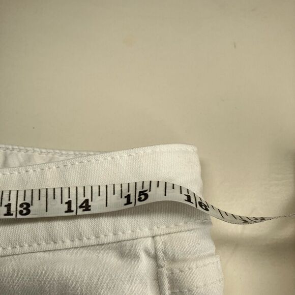 PAIGE 29 White Daisy Dukes Destructed Raw Hem Stretchy Shortie Shorts - Picture 5 of 13